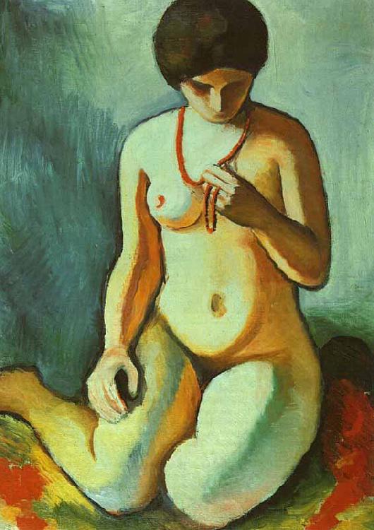 August Macke Nude with Coral Necklace Sweden oil painting art